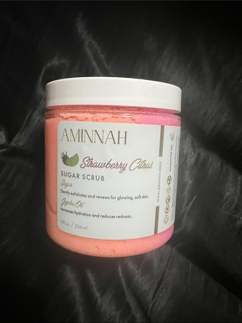 Aminnah Strawberry Citrus Sugar Scrub - Pink & Coral